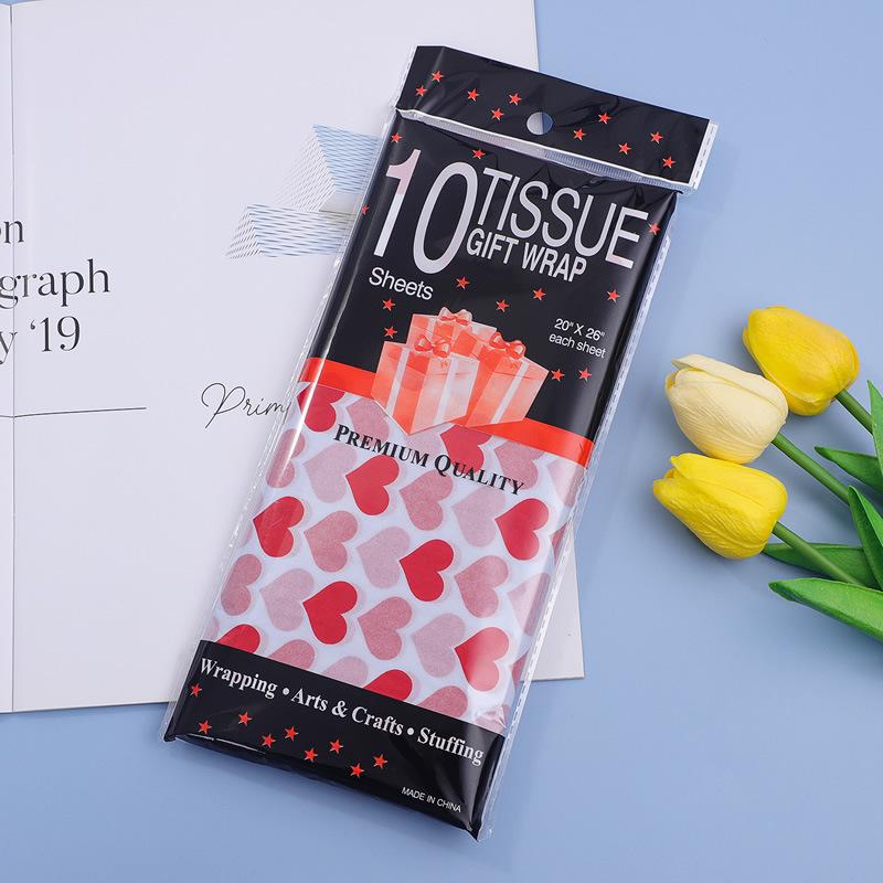10Pcs Heart Tissue Paper for Handmade Craft Paper Diy Flowers Wrapping Gift Packing Paper Valentine's Day Wedding Party Supply