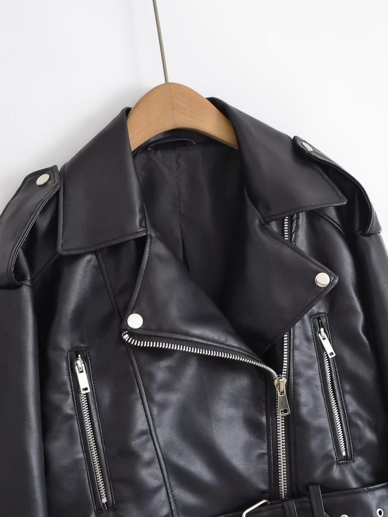 European and American Style, New Women's Clothing, Fashionable, Classic Versatile Fashion, Locomotive Imitation Leather Jacket