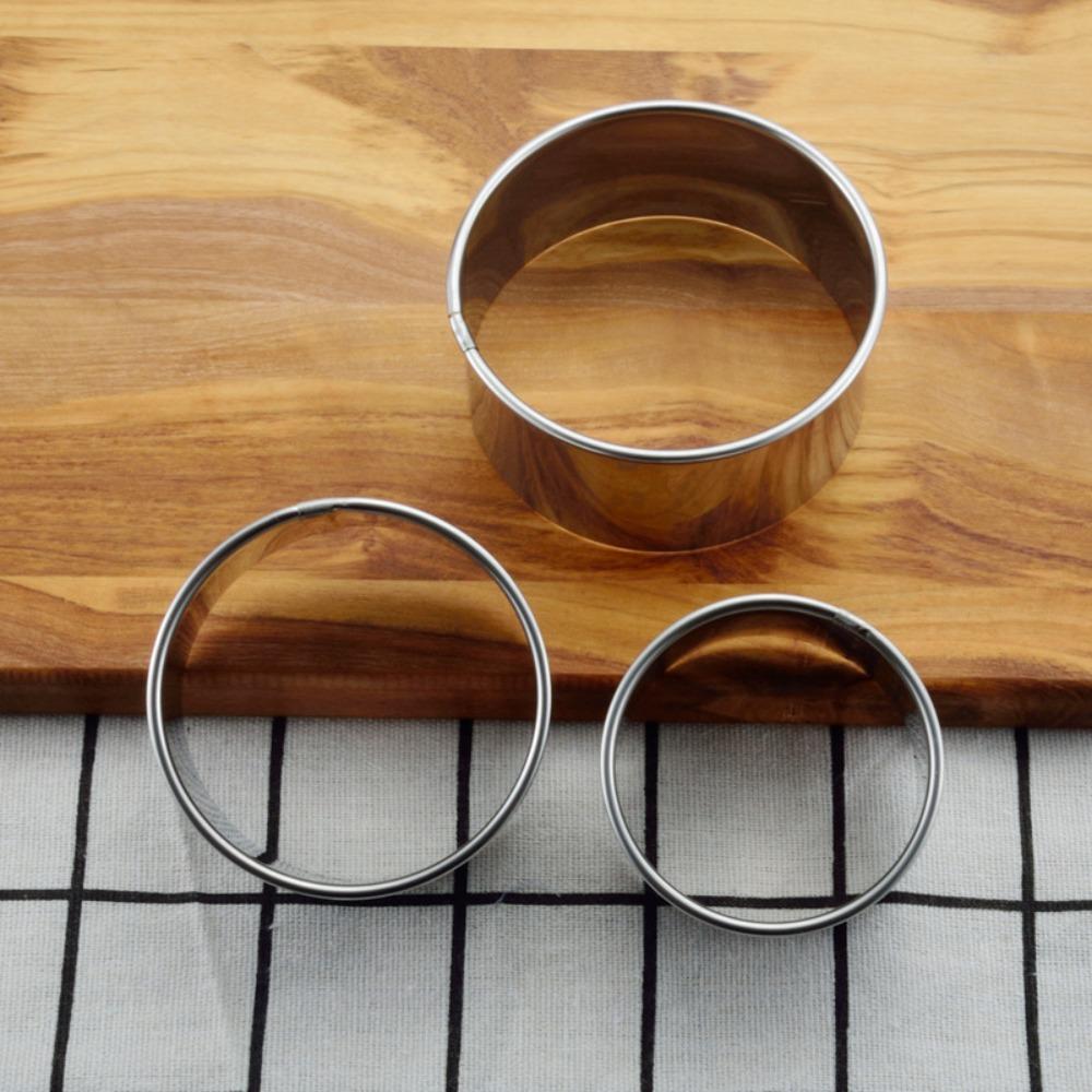 3pcs/set Stainless Steel Round Biscuit Cutters Rust-proof Dumpling Skin Cutting Mould Cookie