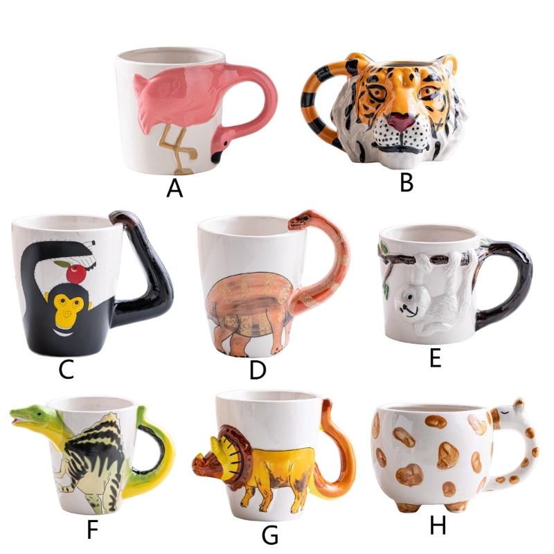Portable 3D Animal Ceramic Mug with Hand Drawing Detailing Individualized Coffee Cup for Collectors and Everyday Use