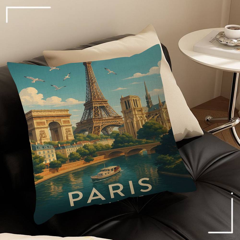 World Famous Tourist Cities Cushion Cover Inches Farmhouse Decor Home Throw Pillow Covers For Couch Decorations