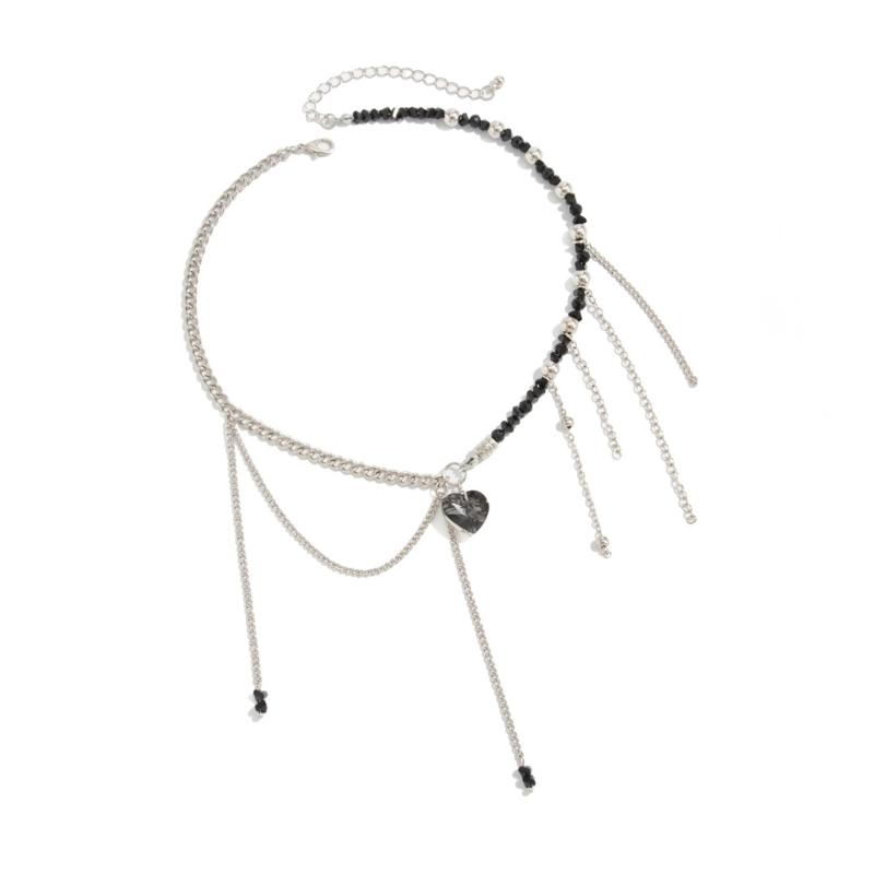 Lightweight Acrylic Bead Necklace Featuring Elegant Heart Tassels Design Ideal For Sensitive Skin All Day Use Parties