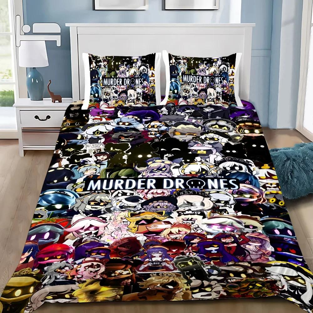 3D Print M-Murder D-Drones Bedding Set 3Pcs Bedroom Single Double Size Duvet Cover Pillowcase for Adult Boys Girls