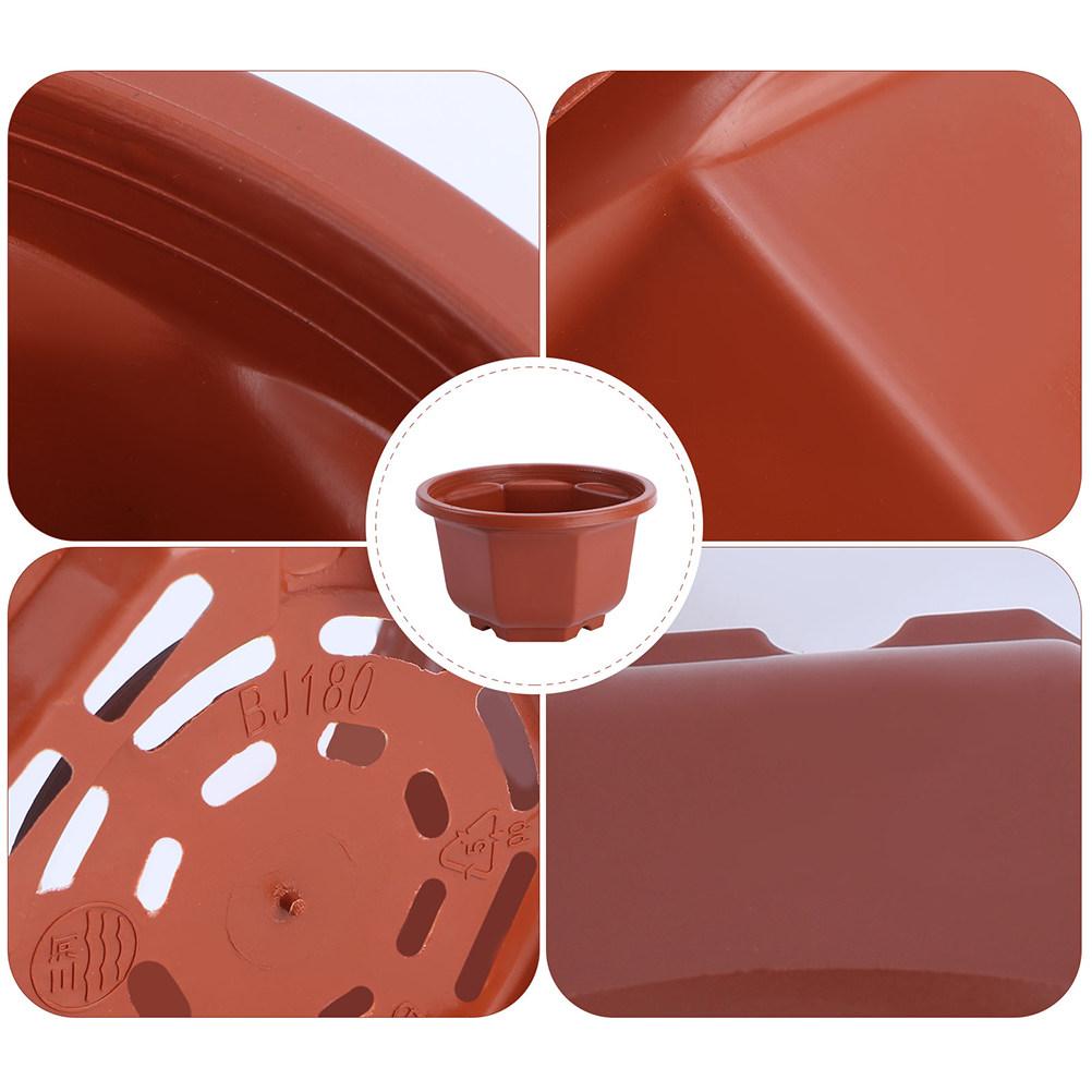 10Pcs Drainable Octagonal Indoor Plant Pot Plastic Flower Pot Holder Bonsai Planter for Desk Counter Balcony Living Room