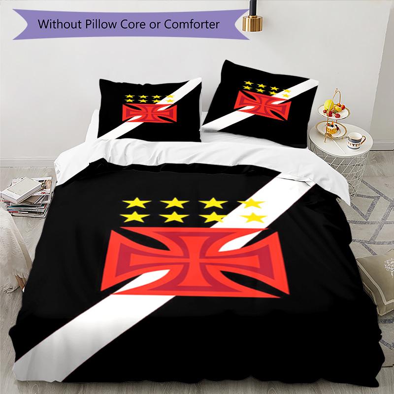 Vasco Football Club Printed Pattern Duvet Cover Set – Includes 1 Duvet Cover and 2 Matching Pillowcases Bedroom Decor Christmas Gifts