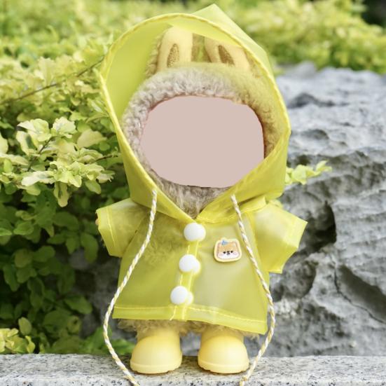 17cm Doll Raincoat Hooded Cape Small Animal Rainwear Waterproof Doll Clothes Gift for Birthday Display Collector