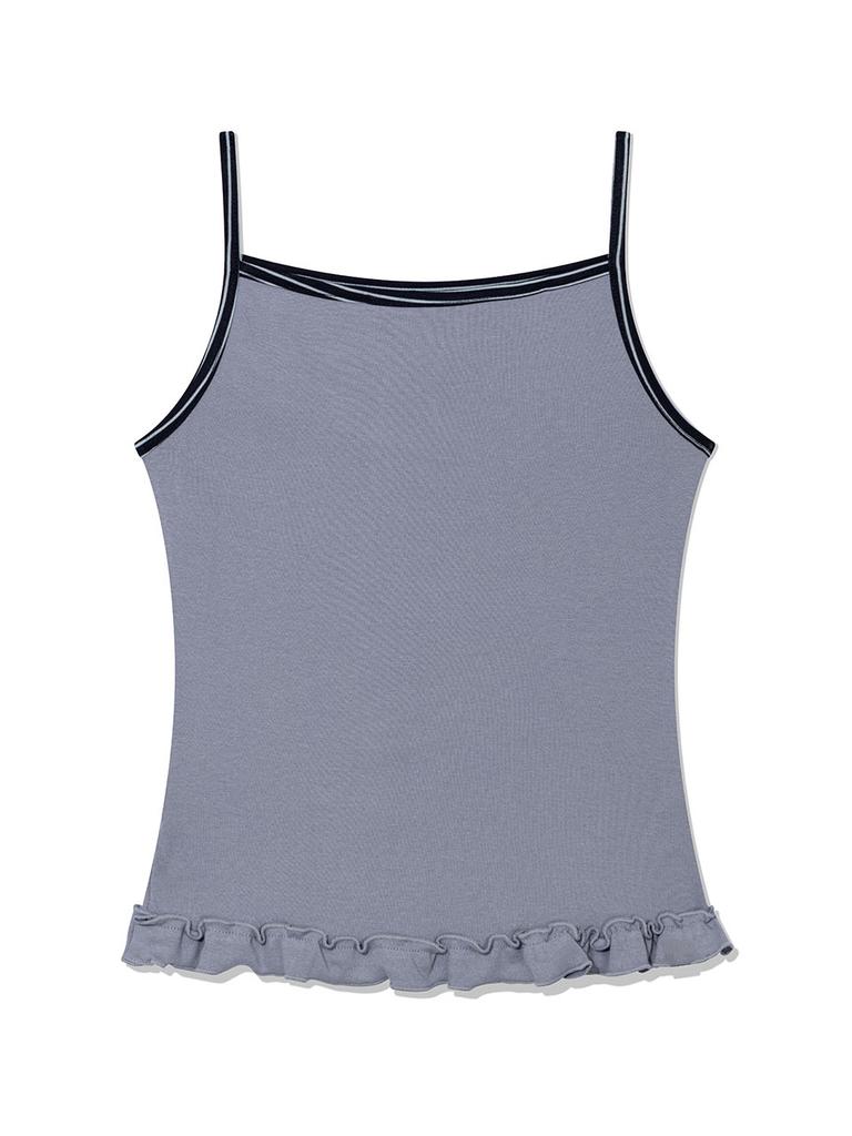 Eogeulliswedou Striped Frill Contrast Sleeveless (Blue)