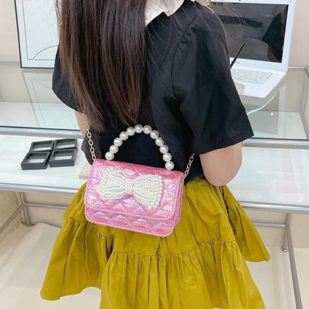 Mini Bow Crossbody Bag Korean Style Children Coin Purse Simple Pearl Handbag  Kids