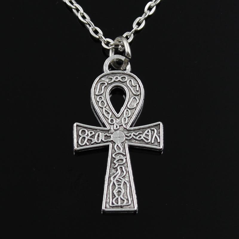 New Fashion Egyptian Ankh Life Symbol Pendants Round Cross Chain Short Long Mens Womens Silver Necklace Jewelry Gift