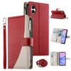 For Samsung Galaxy A05 4G Case Zipper Wallet Color Splicing Leather Flip Phone Cover with Straps