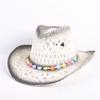 Popular European and American fashion hollow woven hat straw hat men's and women's classic outdoor western denim straw hat