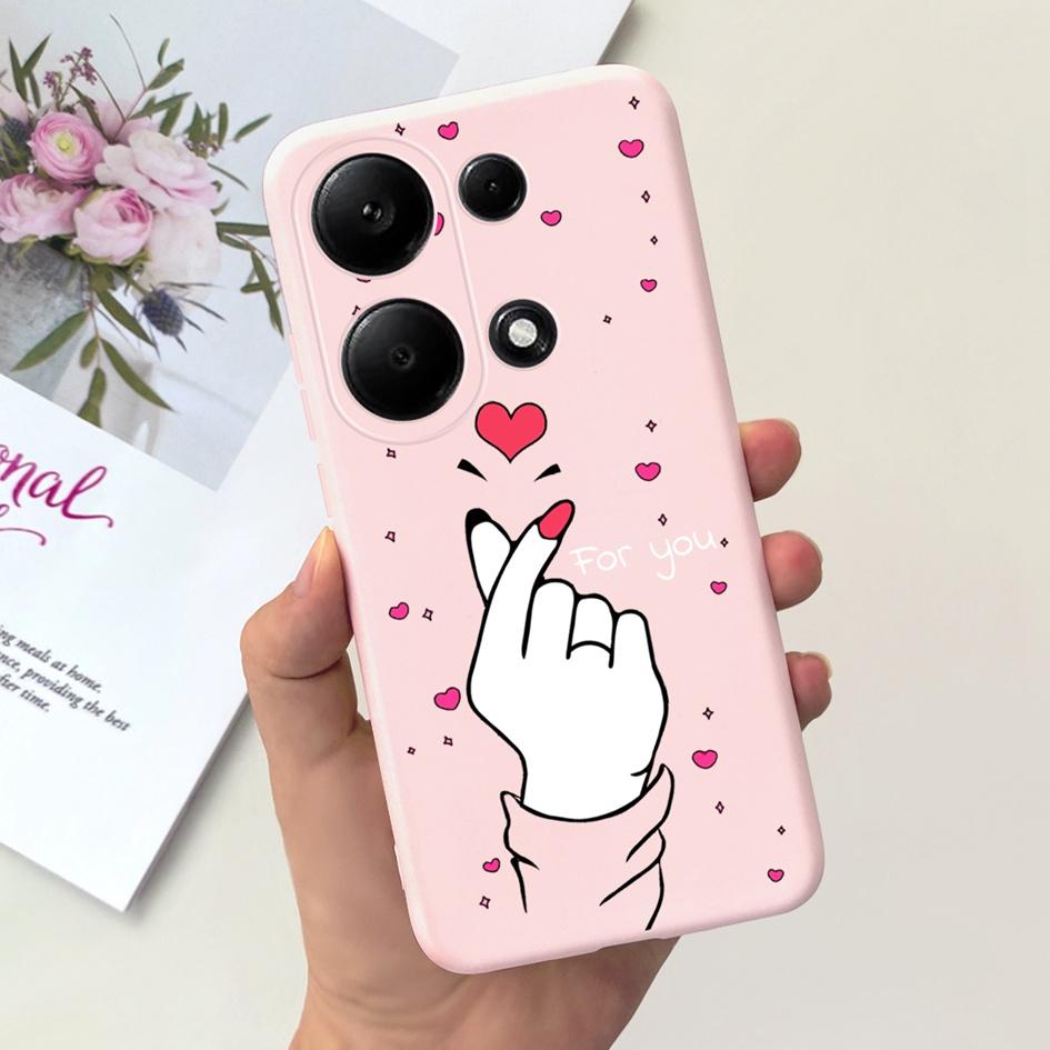 For Xiaomi Redmi Note 13 Pro 4G 2024 Case Cute Love Heart Cactus Soft Matte TPU Cover For Xiaomi Poco M6 Pro 4G Note13 Pro Coque