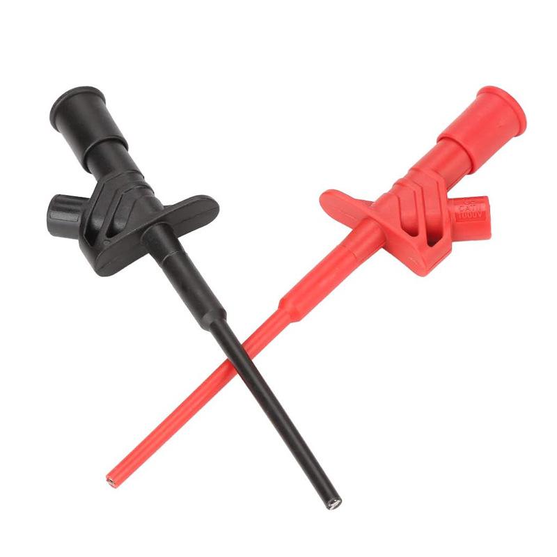 Insulated 4mm Banana Plug Multimeter Probe with Flexible High Voltage Differential Clip and Retractable Hook