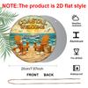 2D Flat, 1pc Round Aluminum Hanging Sign - "Coastal Welcome" Beach Sunset Vintage Metal Wall Art, Retro Ocean Chair & Seashell Design, Perfect for