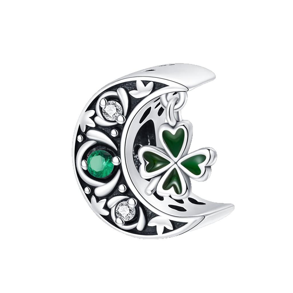 DIY Jewelry Making Supplies Green Horseshoe Four Leaf Clover Lucky Charm Pendant Beads for Bracelet Craft
