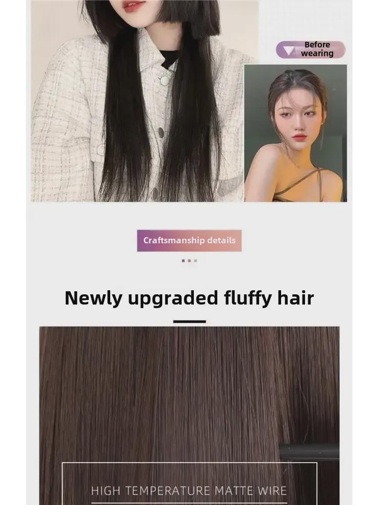 Perruque longue et lisse style princesse Coney - Tête complète réaliste avec style méduse