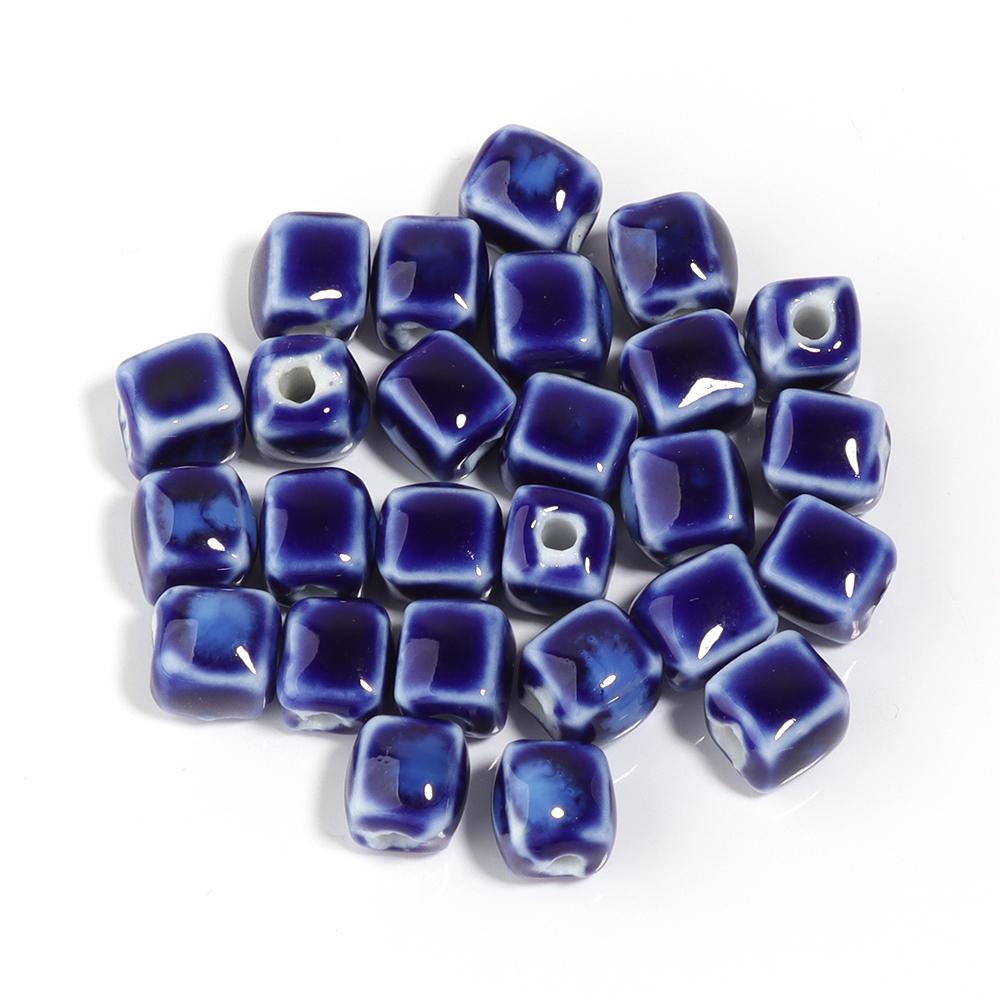 10pcs/lot Colorful Square Ceramic Beads Floral Glaze Porcelain Bead for DIY Bracelet Necklace Charms  Jewelry Making Supplies