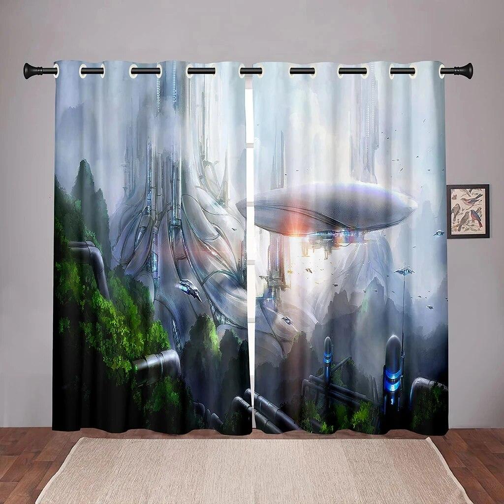 Future Cyberpunk City Sky On Sale Blackout Window Curtain For Bedroom Living Room Bathroom Kicthen Door High Shading New Pattern