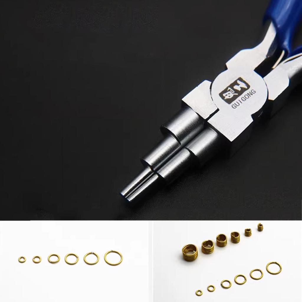 6-in-1 Round Nose Jewelry Plier, DIY Gold Wire Looping Forming Pliers with Non-Slip Handle for 2.5-9mm Loops and Jump Rings