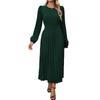 New Autumn Elegant Vintage Solid Color Pleated Long Sleeve Work Dress