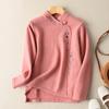 Large Size Women's Embroidered Base Shirt Women's Autumn New Style Long Sleeved with Thick Velvet T-shirt Stylish