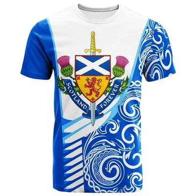 Scozia Stemma 3D Stampa Calcio Uomo Maglietta Girocollo Manica Corta Magliette Estate Sport Palestra Tendenza Moda Uomo Tee Top