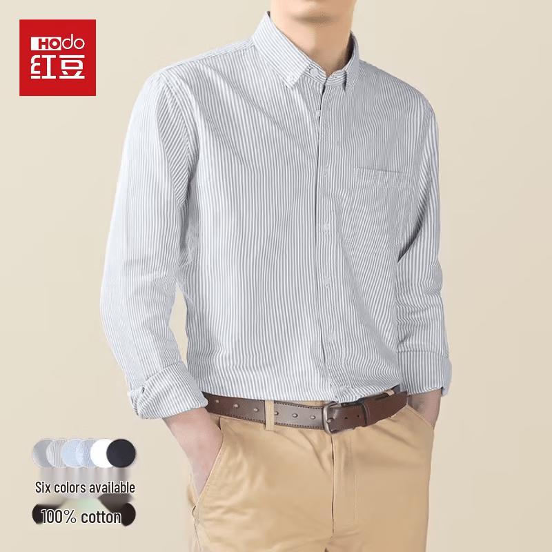 Hodo Men's Oxford Cloth Long-Sleeve Shirt