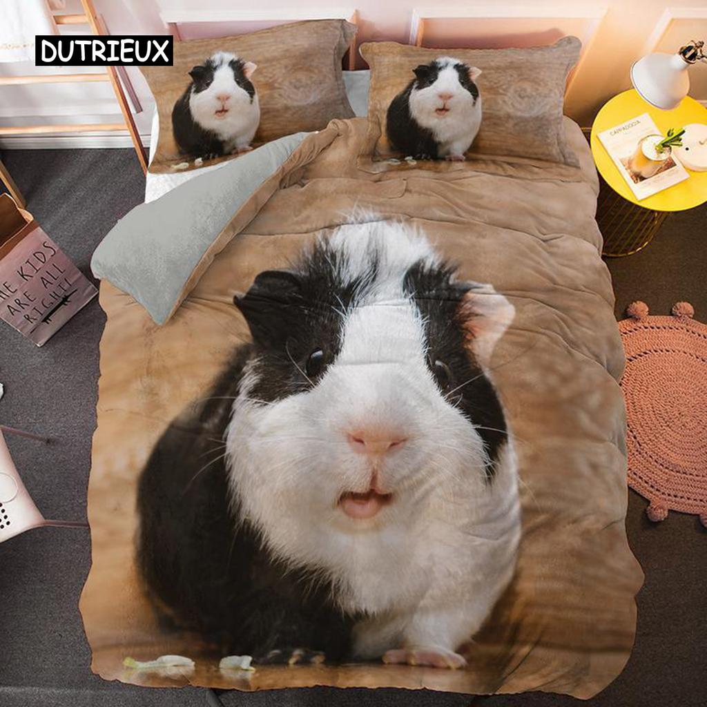 Marsvin Sengesett Søt Mus 3D Dynetrekk Dyredynetrekk for barn Gutter Jenter Tenåringer Mykt Twin polyester dynetrekk