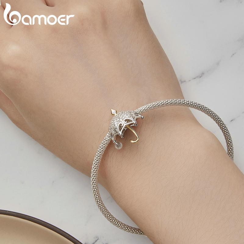 Mărgele din argint 925 BAMOER Seria aurie Brelocuri în formă de umbrelă se potrivesc cu brățara originală din argint, bijuterii pentru femei DIY