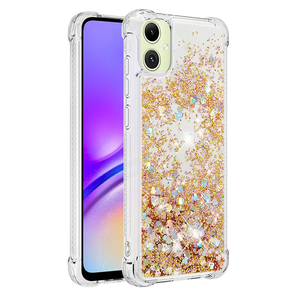 

For Samsung Galaxy A05 4G TPU Case Glitter Quicksand Shockproof Phone Back Cover Gold/Hearts