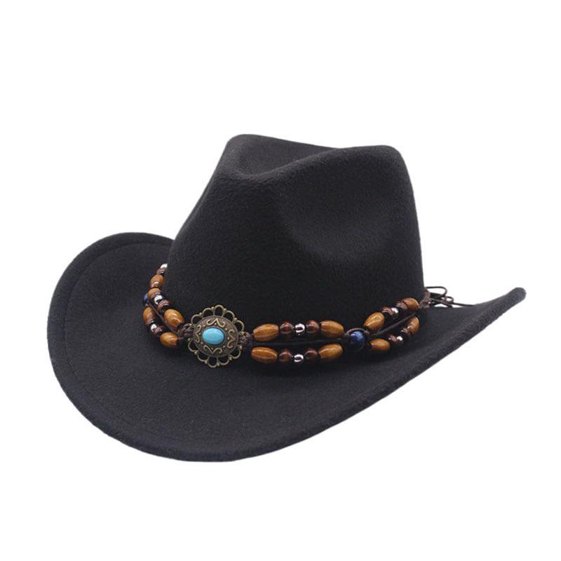 Hot-selling Top Hat, Ethnic Style Cow Label, Western Cowboy Top Hat, Rolled Brim, Retro Riding Hat, Woolen Felt Hat