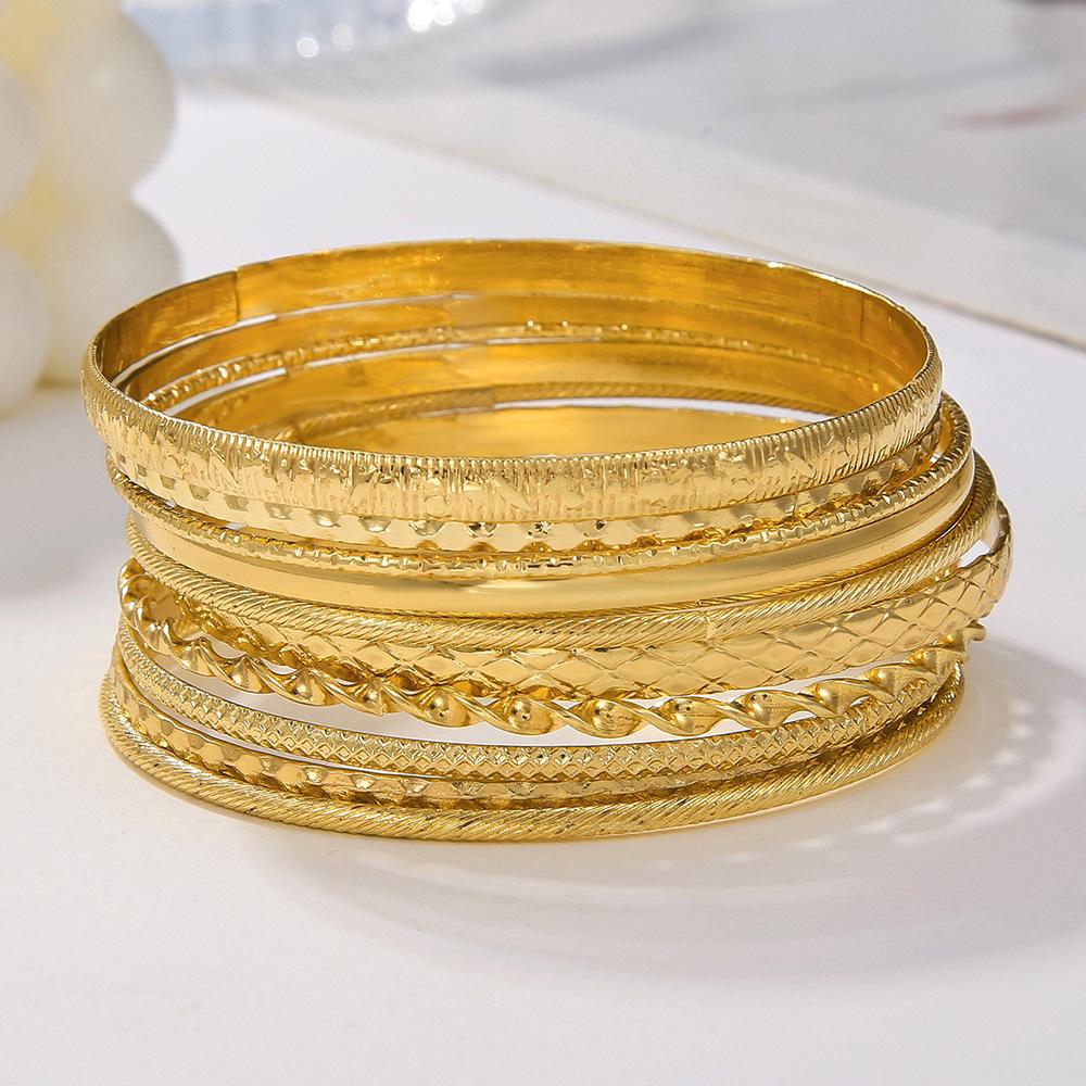 Boho vícevrstvý náramek z měděných korálků pozlacený 18K zlatem pro ženy