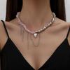 High sense elegant irregular CCB geometric love pendant necklace broken silver Choker party jewelry women