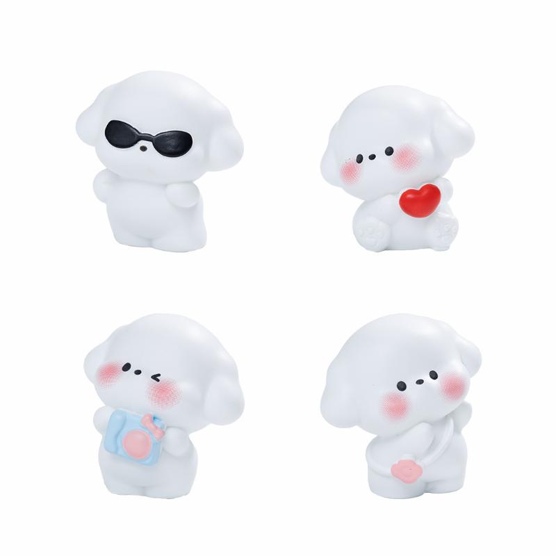 4Pcs Cute Happy Puppy Resin Figures For Micro Landscape Terrarium Car Dashboard Desk Decor Diy Craft