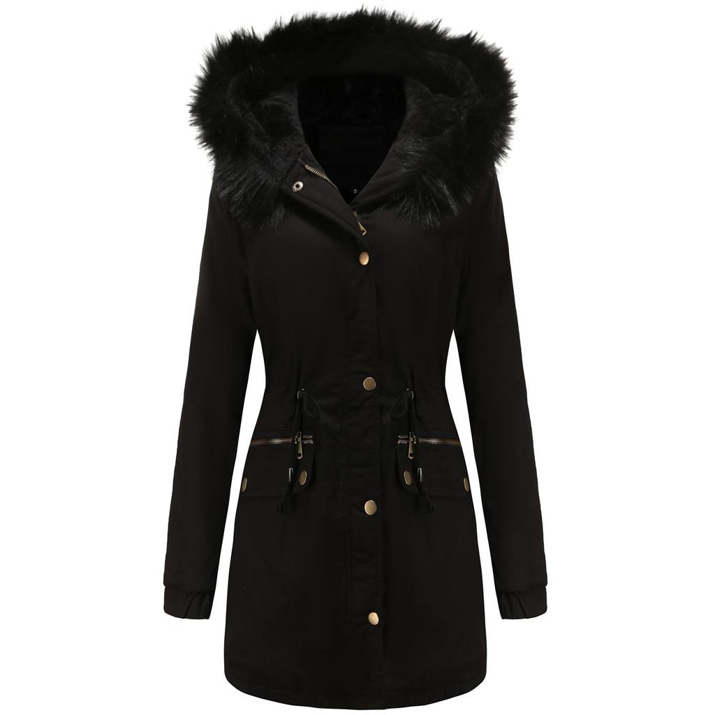 Women's Winter Parka Coat Thickened Fleece Lined Padded Warm Hooded Long Military Puffer Jacket Faux Fur Overcoat Casual Fashion Outdoor Outerwear New