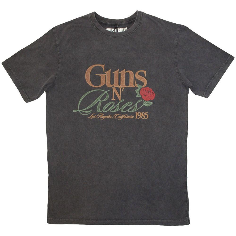 Men s Guns N Roses California 1985 Stone Wash T-shirt Large Charcoal Grey XL