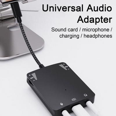 1 Set Audio Interface Adapter Fast Transmission Stable Compact Size Universal Plug-and-Play External Sound Card Live Converter