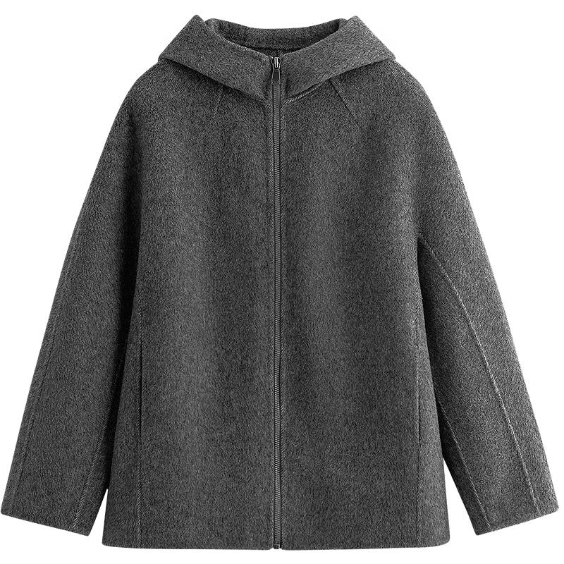 Inman Women's Alpaca Wool Silk Blend Hooded Double-Faced Coat