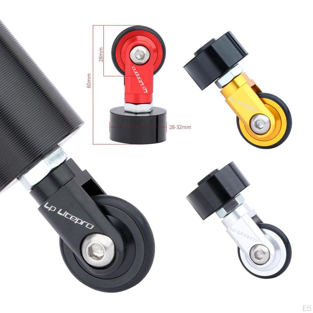 360° Rotation Folding Bike Auxiliary Casters Mounted 33.9mm Seatpost Roller Bicycle Seat Tube