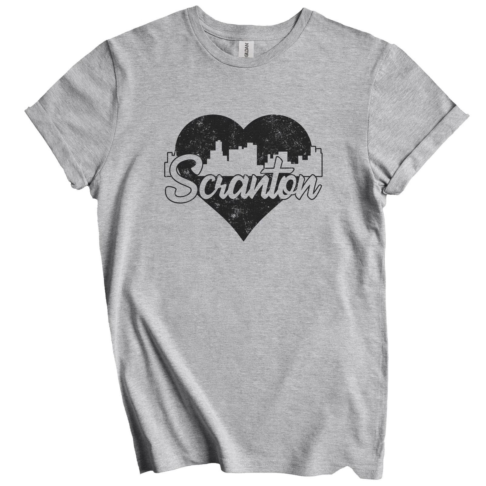 Retro Scranton Pennsylvania Skyline Heart Distressed T-Shirt L