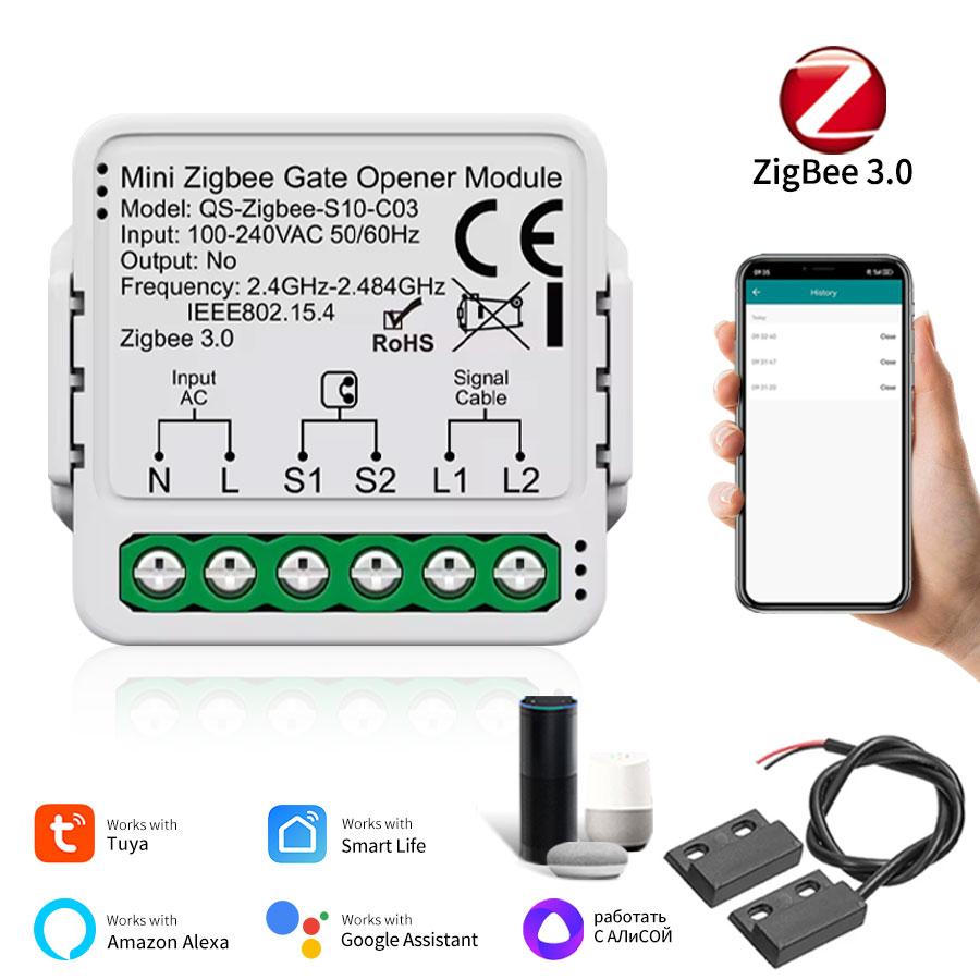 Tuya WiFi Zigbee Smart Garage Door Opener Controller 110V 240V Motorized Voice Control Gate Opener Module for Smart Life