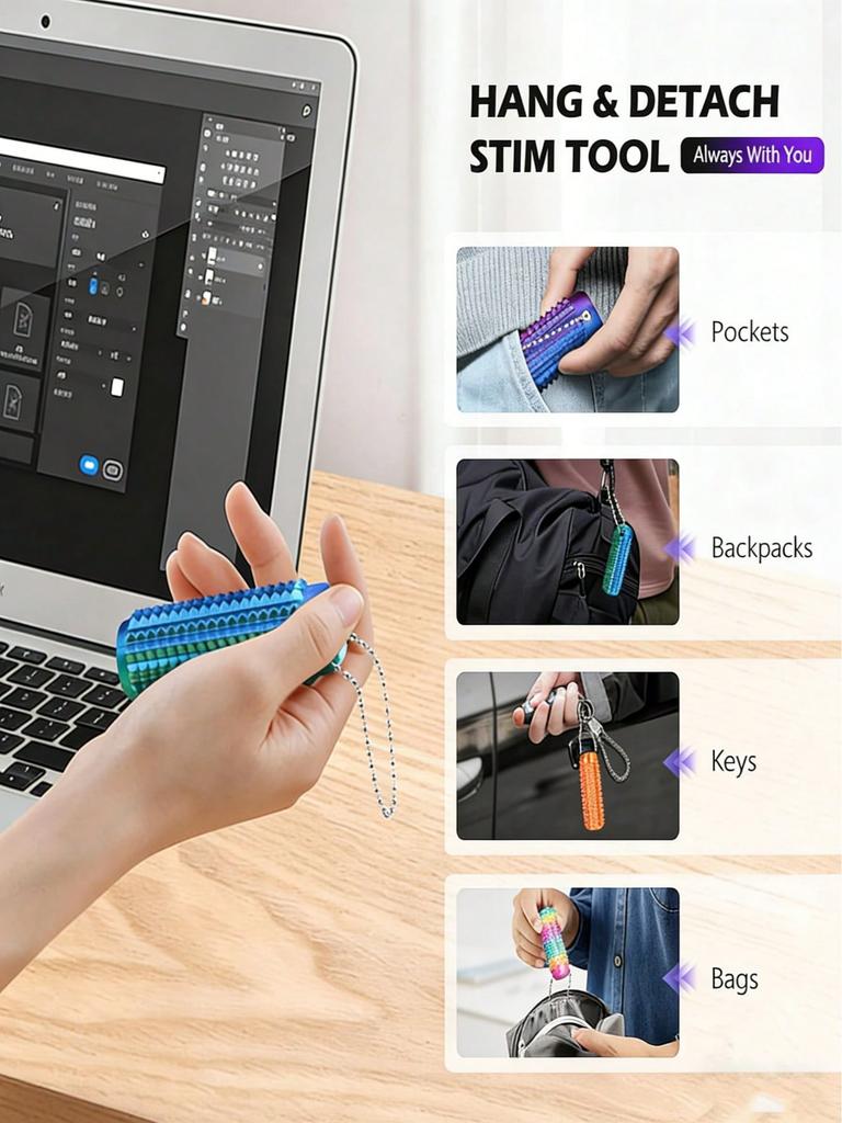 1pc 3D Printed Stress Relief Finger Massager/Spiky Mini Grip Stress Relief Toy Portable Finger Toy, Suitable As A Party Favor