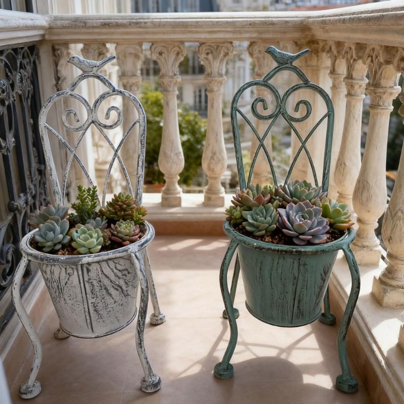 Planter Decoration Iron Plant Basket Shabby Metal Flower Holder Pot Stand for Indoor Outdoor Home Farmhouse