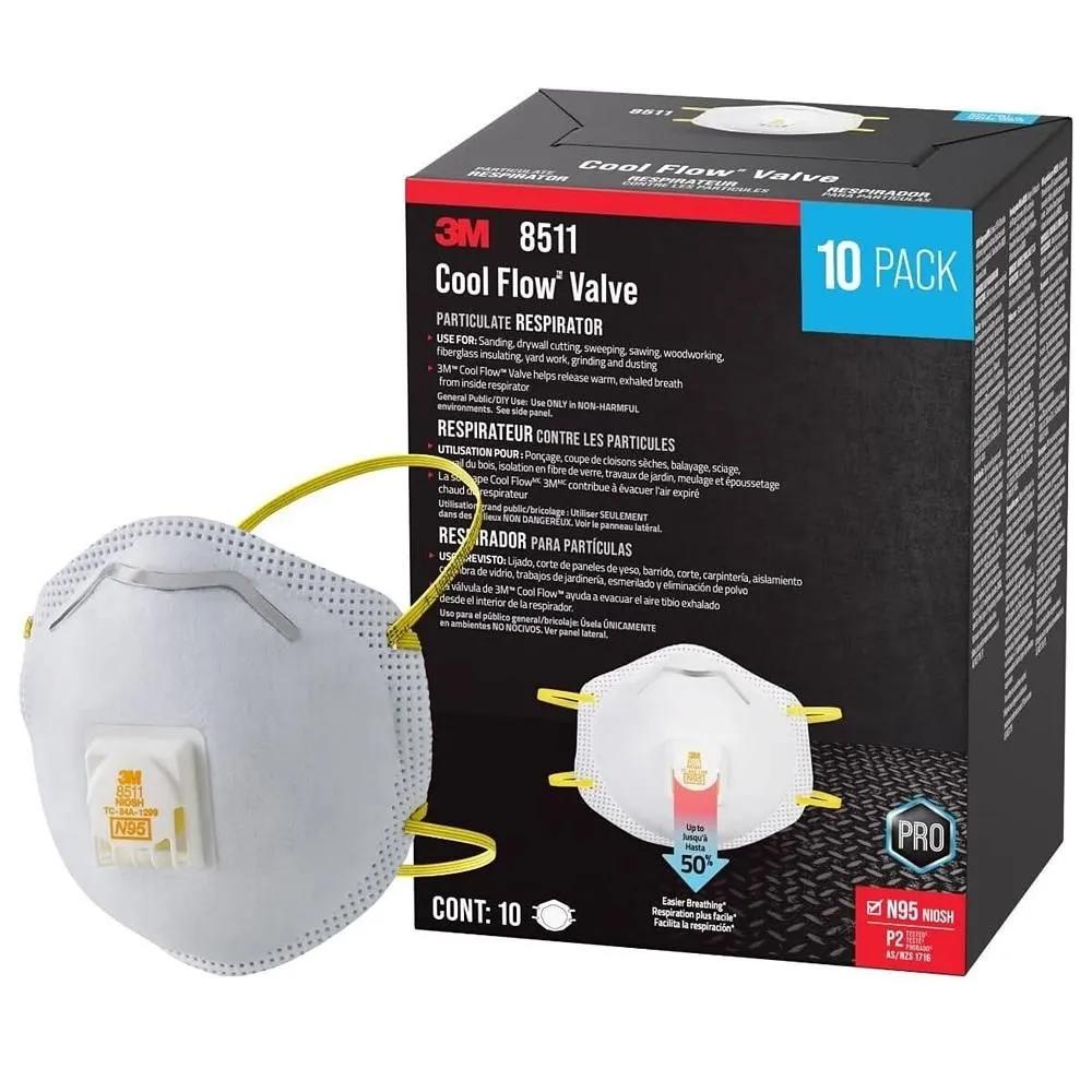 3M N95 8511 Mask 10-Pack 3M N95 Respirator 8511, 10 Pack, NIOSH-APPROVED N95, Features 3M COOL