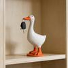 Magnetic Goose Key Holder Cute Resin Goose Figurine with Strong Magnet Beak Funny Animal Desk Ornament for Home Office Table Decor