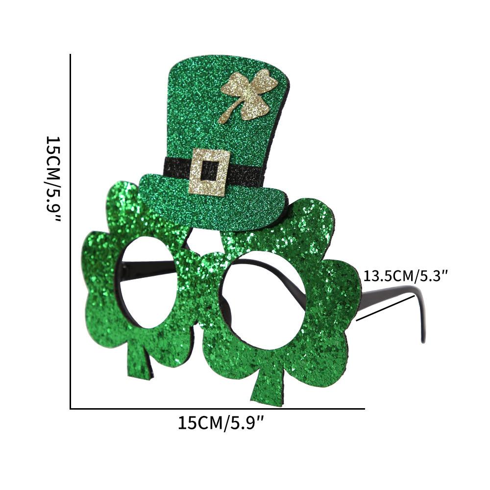 Plastic Stylish Green Glasses With Shamrock And Hat For St Patricks Festivities Day