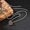 Vnox Quadratischer Holzanhänger Halskette aus Edelstahl mit gedrehter Kette, Wasserdicht Hypoallergen Minimalistischer Schmuck Geschenk für Männer