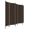 5 Piece Room Divider Brown 250 X 180 Cm
