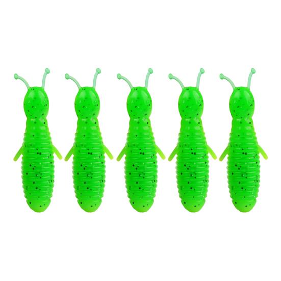 

5 шт. 6 см/7 г Мягкая приманка-червь Медленно тонущая Соленая Блестящая Бионическая приманка Разноцветная ПВХ Искусственная приманка Морская Пресноводная Аксессуары для рыбалки на змееголова зелёный