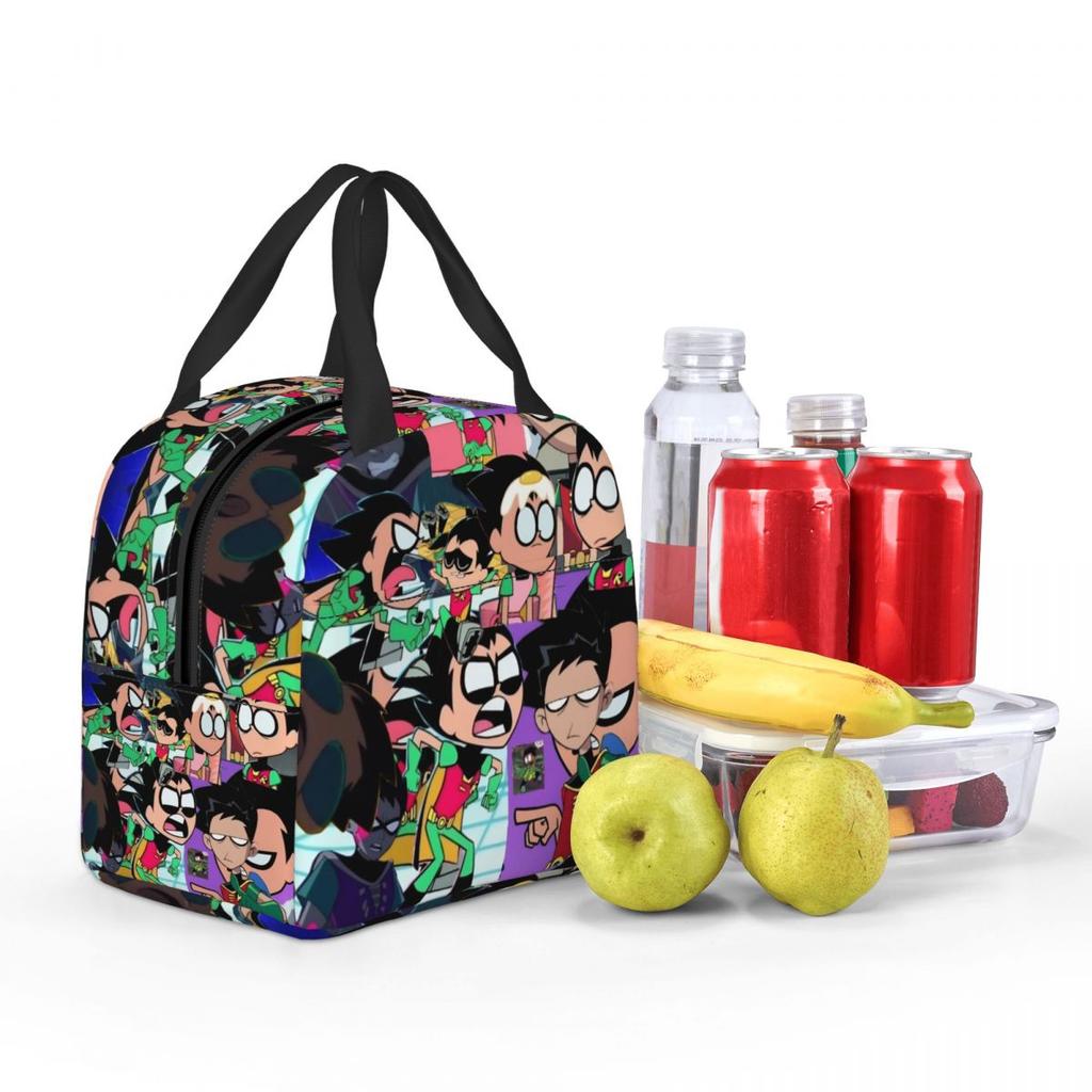Teens Titans Go Beast Boy Thermal Insulated Lunch Bags for Picnic Portable Food Bag Container Thermal Cooler Lunch Boxes